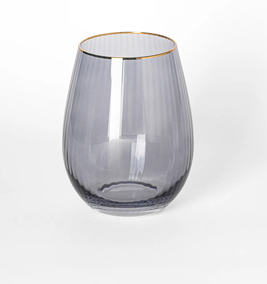Mary Square Glass Stemless Wine Ribbed