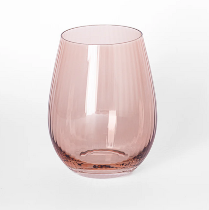 Mary Square Glass Stemless Wine Ribbed