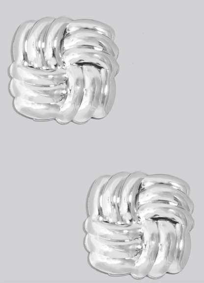 Metallic Square Weave Stud Earrings