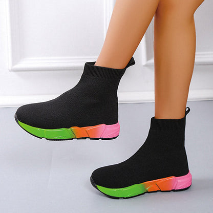 Casual Knit Multicolor Sole Pull-On Boots
