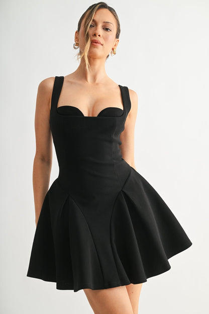 Black Corset Contour Flare Dress
