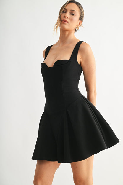 Black Corset Contour Flare Dress