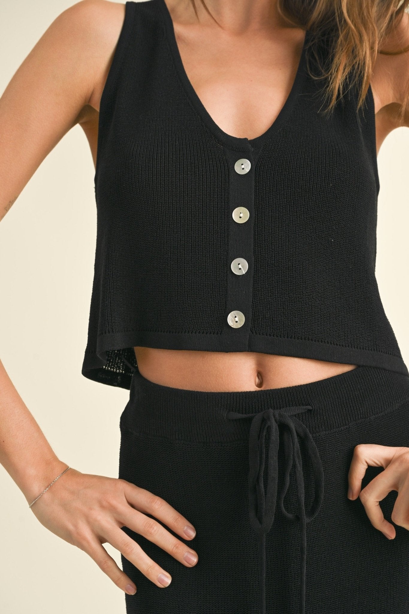 Black Flowy Vest Top