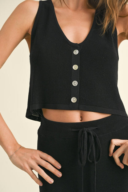 Black Flowy Vest Top