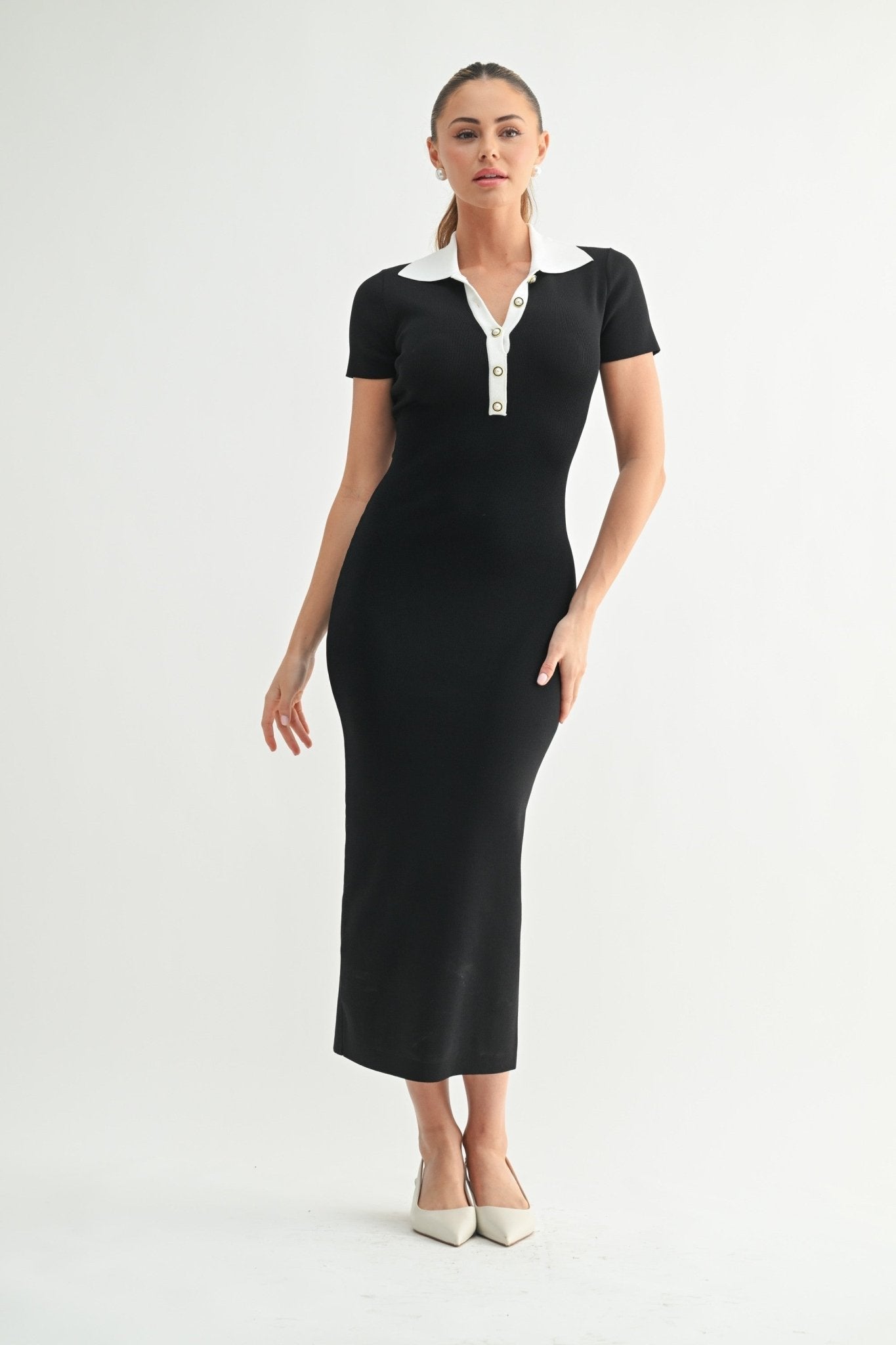 Black & White Polo Midi Dress