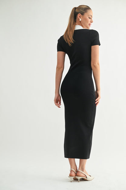 Black & White Polo Midi Dress