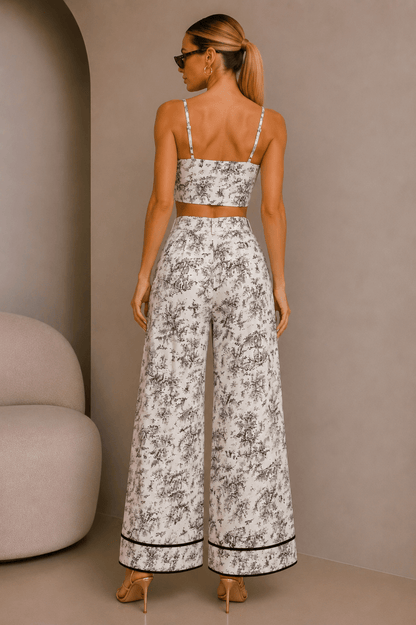 Black & White Jungle Print Corset Pant Set