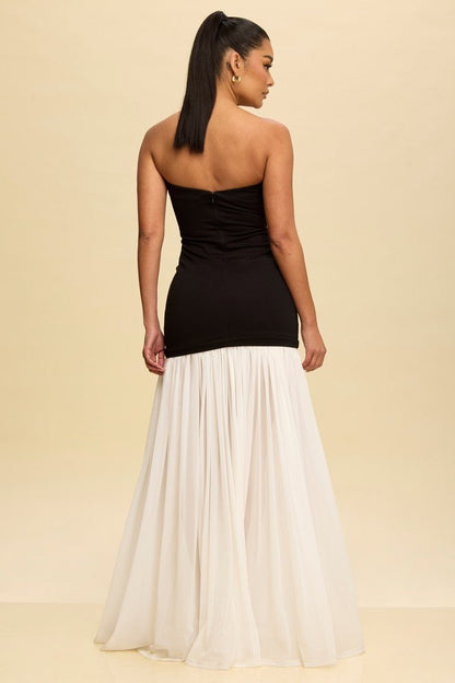 Black & White Tube Maxi Dress