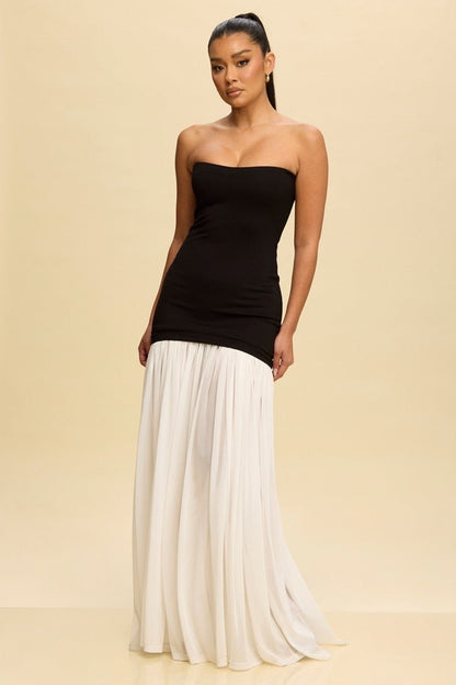 Black & White Tube Maxi Dress