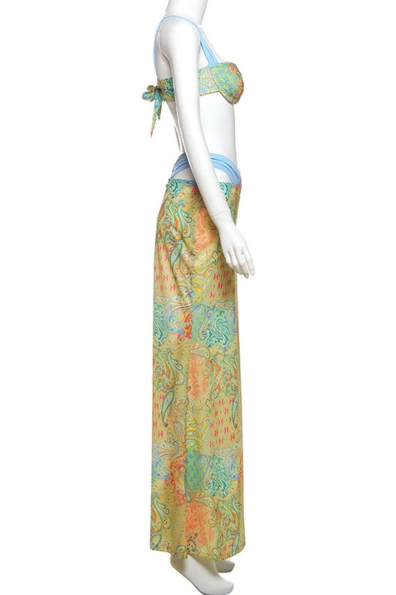 Bohemian Print Strappy Bikini Skirt Three-Piece Set