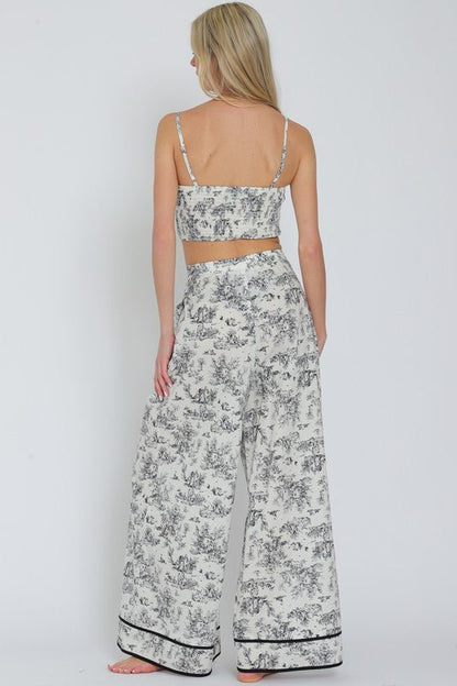 Black & White Jungle Print Corset Pant Set