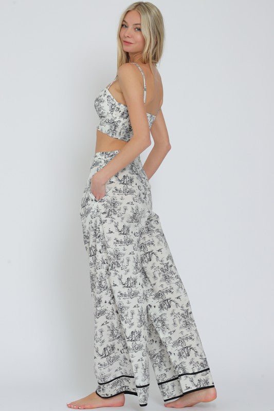 Black & White Jungle Print Corset Pant Set