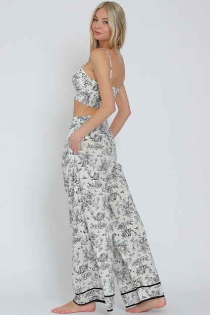 Black & White Jungle Print Corset Pant Set