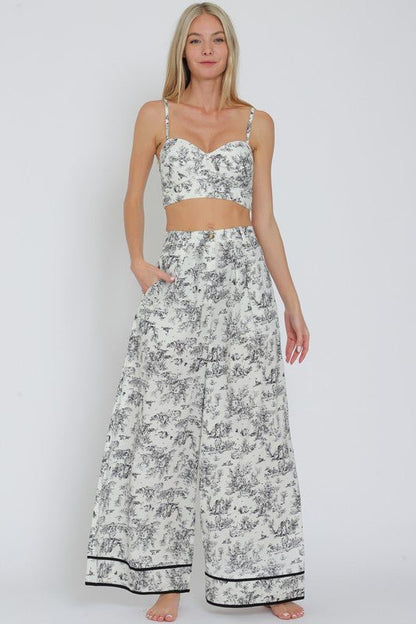 Black & White Jungle Print Corset Pant Set