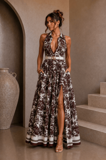 Brown Button Down Maxi Dress