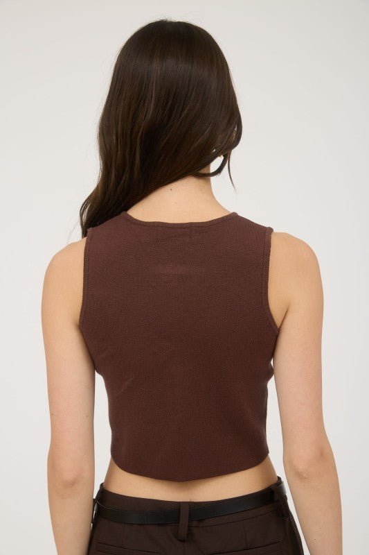 Brown Knit Vest Top