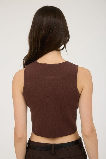 Brown Knit Vest Top