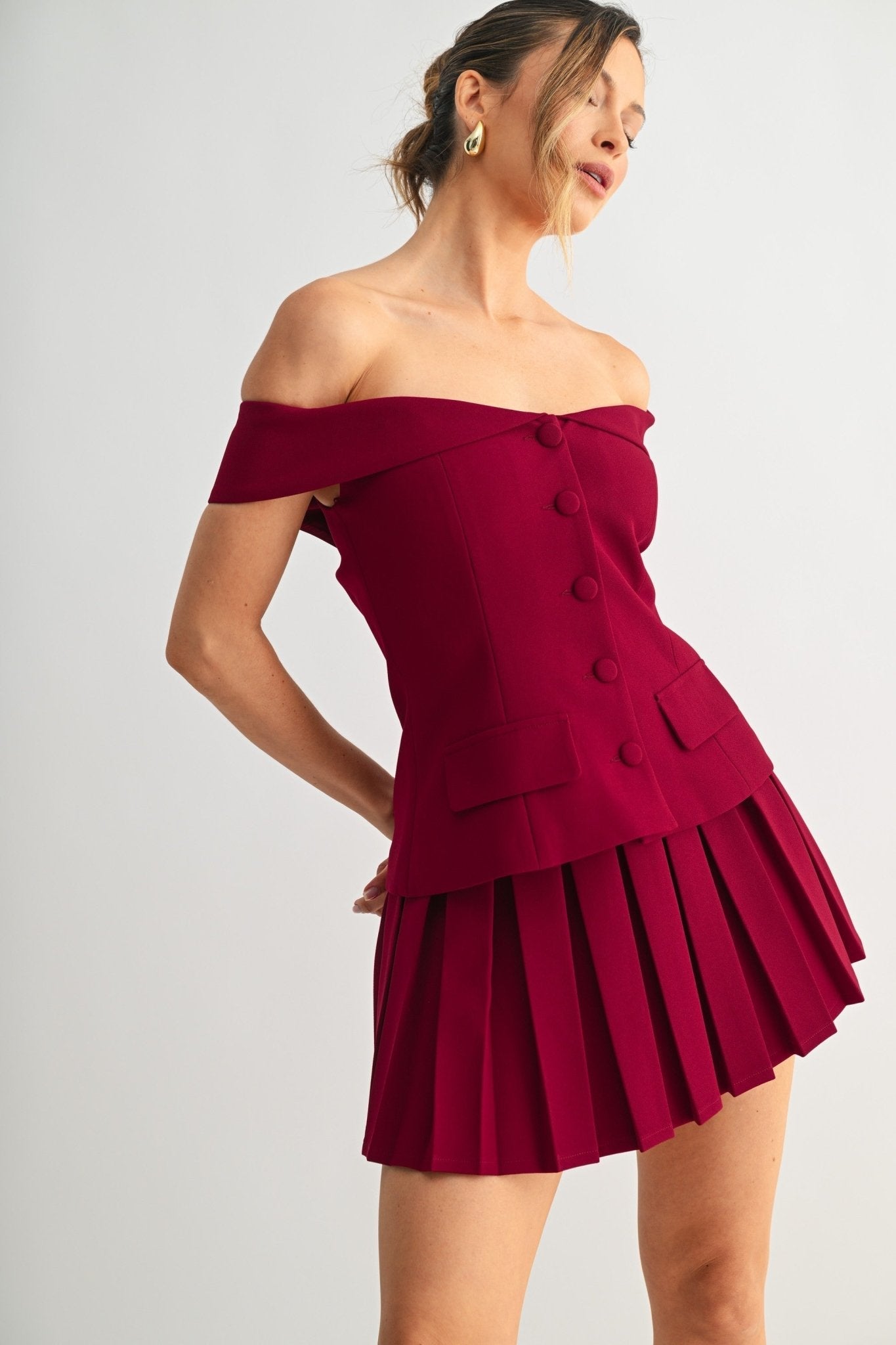 Brown Command Edge Two-piece Skirt Set