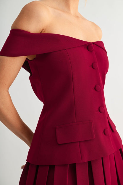 Brown Command Edge Two-piece Skirt Set