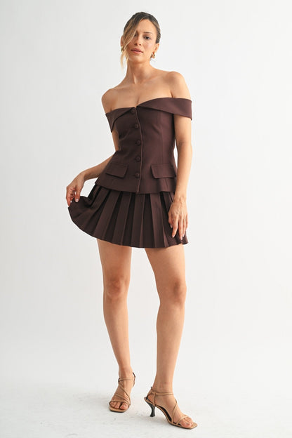 Brown Command Edge Two-piece Skirt Set
