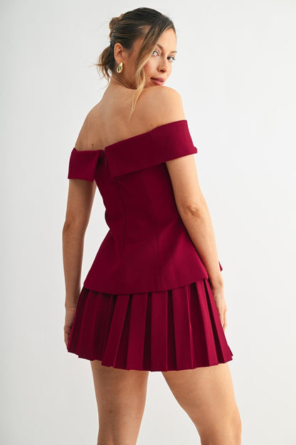 Burgundy Tennis Skirt Set
