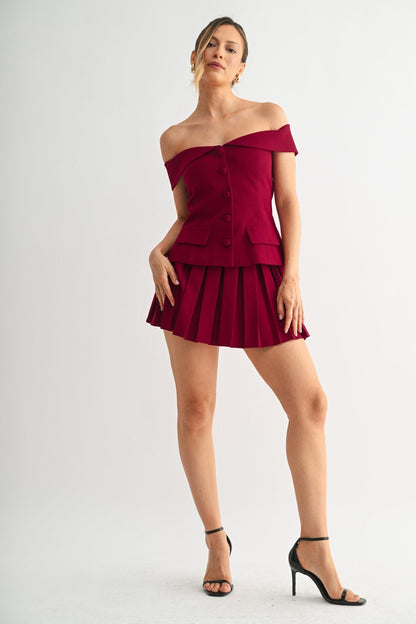 Brown Command Edge Two-piece Skirt Set
