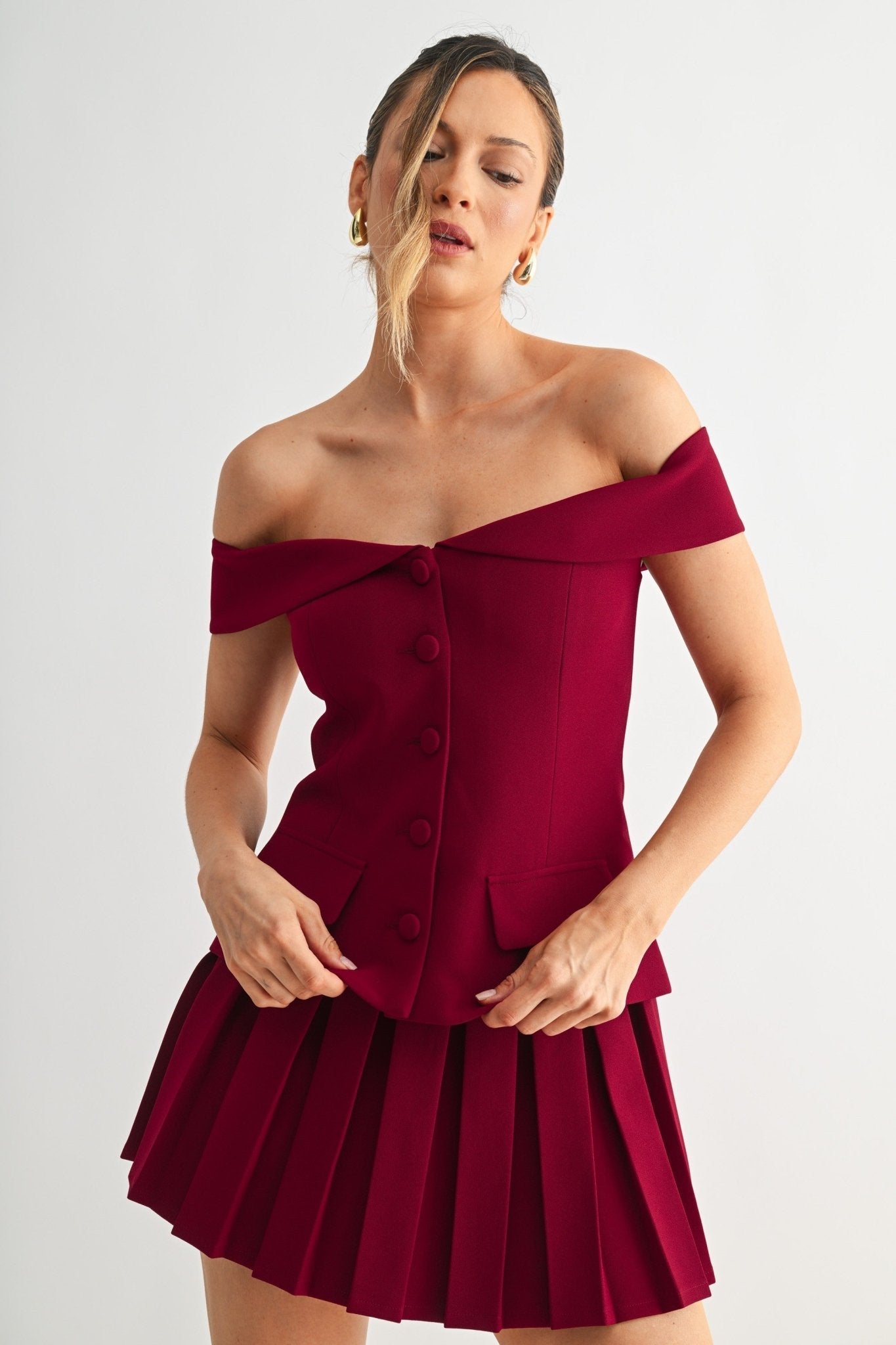 Brown Command Edge Two-piece Skirt Set