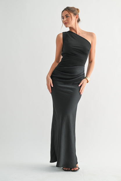Brown Sable Asymmetrical Maxi Dress