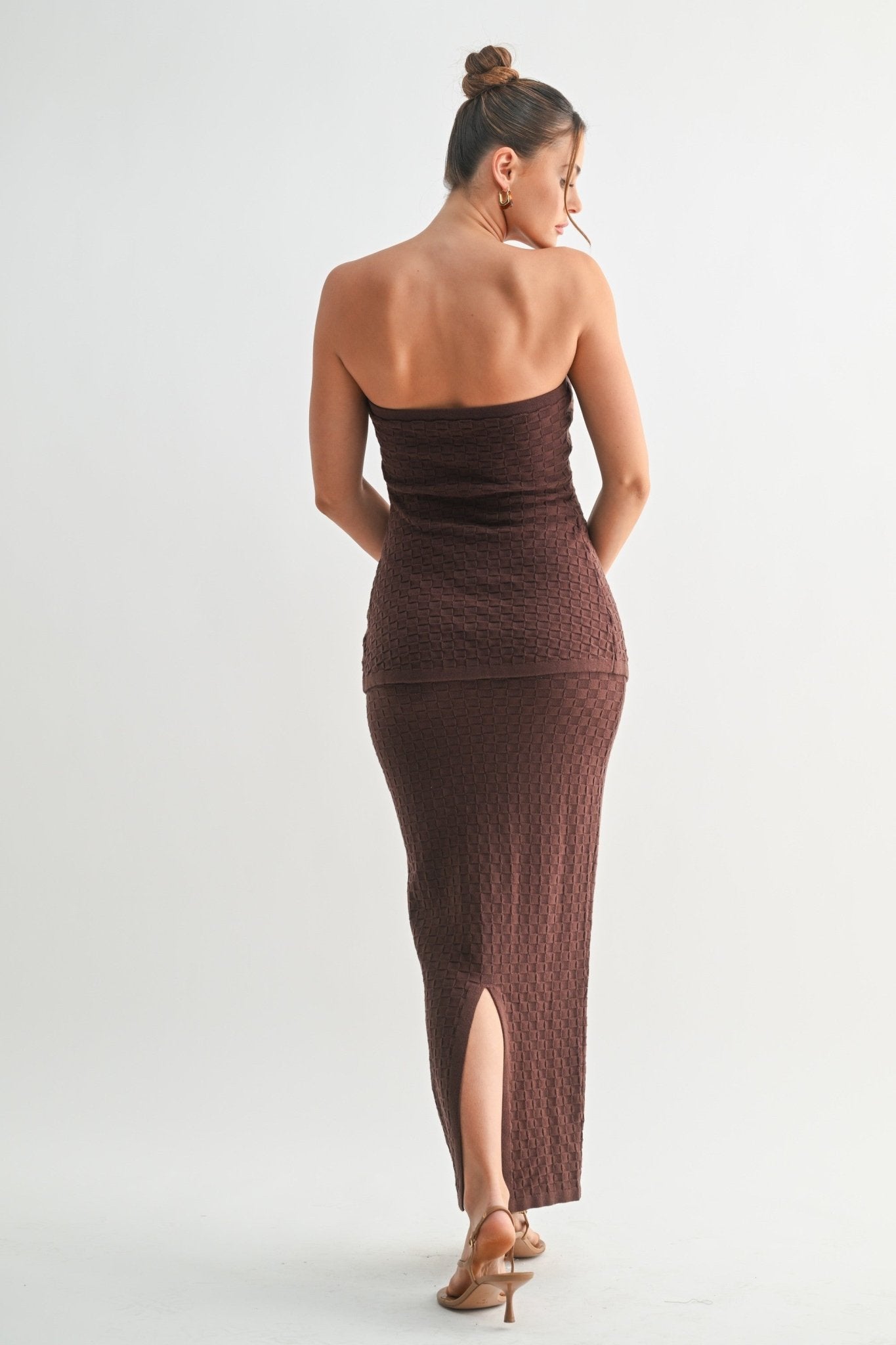 Brown Solene Textured Knit Set