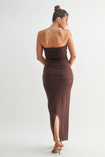 Brown Solene Textured Knit Set