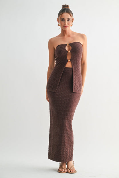 Brown Solene Textured Knit Set