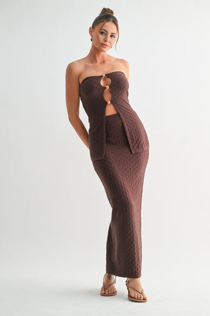 Brown Solene Textured Knit Set