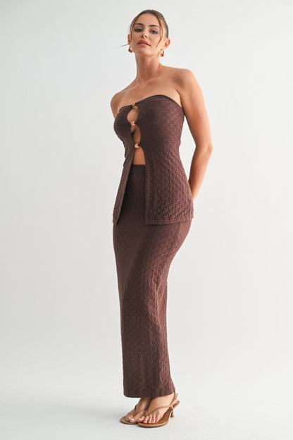 Brown Solene Textured Knit Set