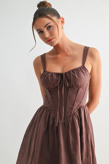 Brown Willow Corset Mini Dress