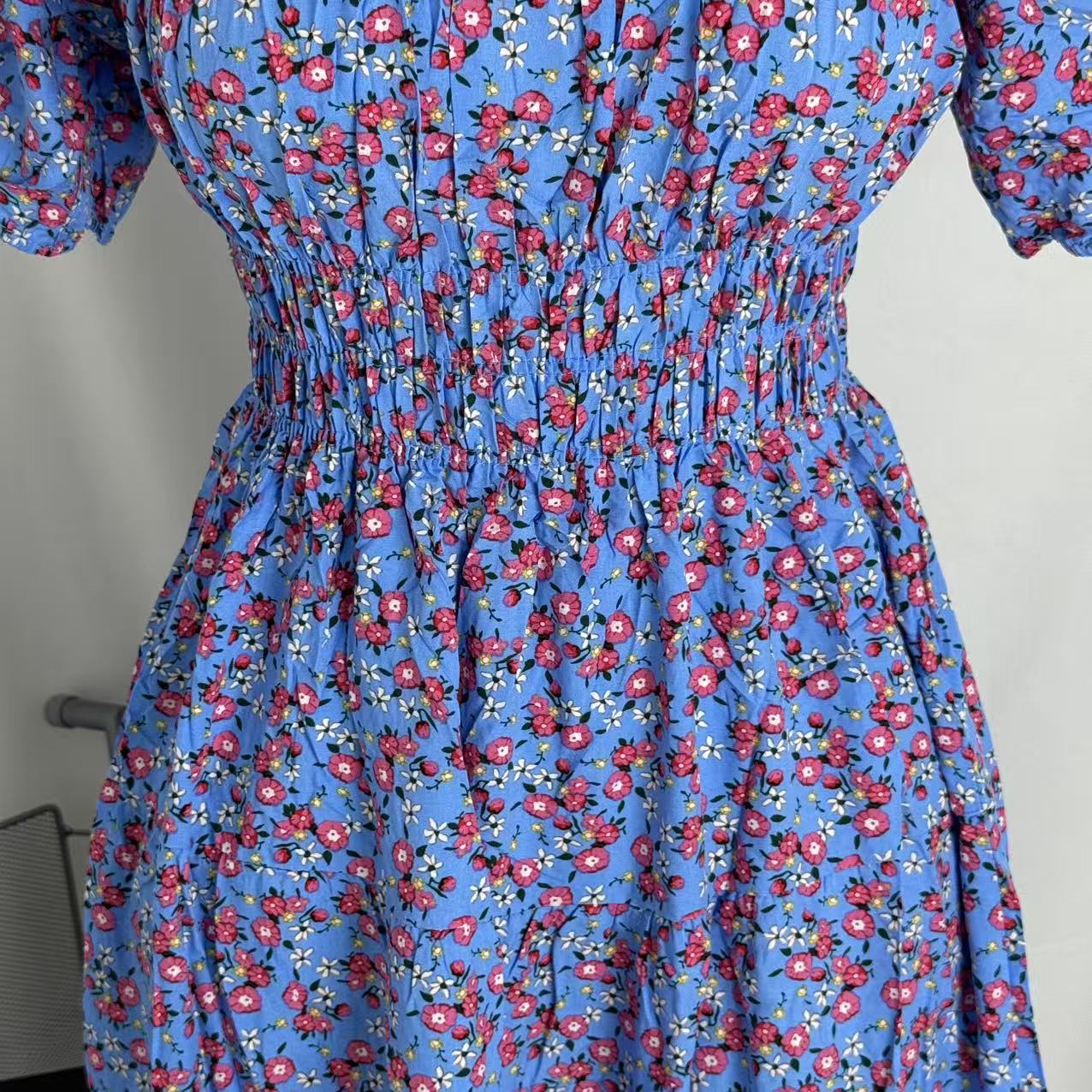 Floral Print Fitted Waist Long Dress