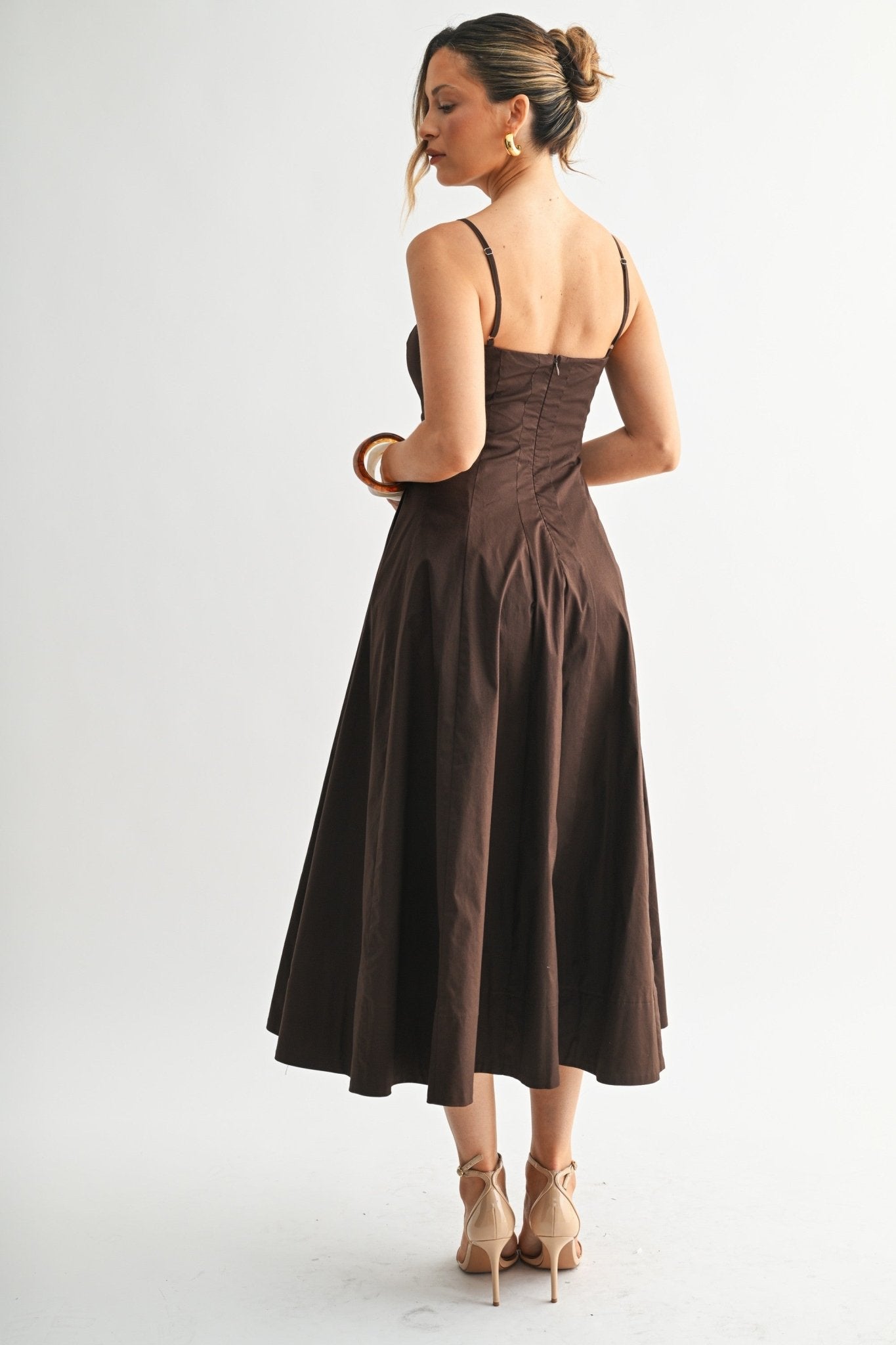 Chocolate Brown Contour Bloom Dress