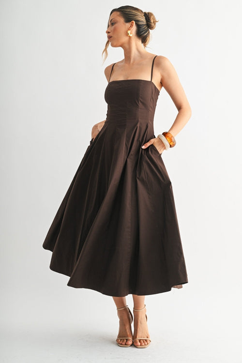 Chocolate Brown Contour Bloom Dress