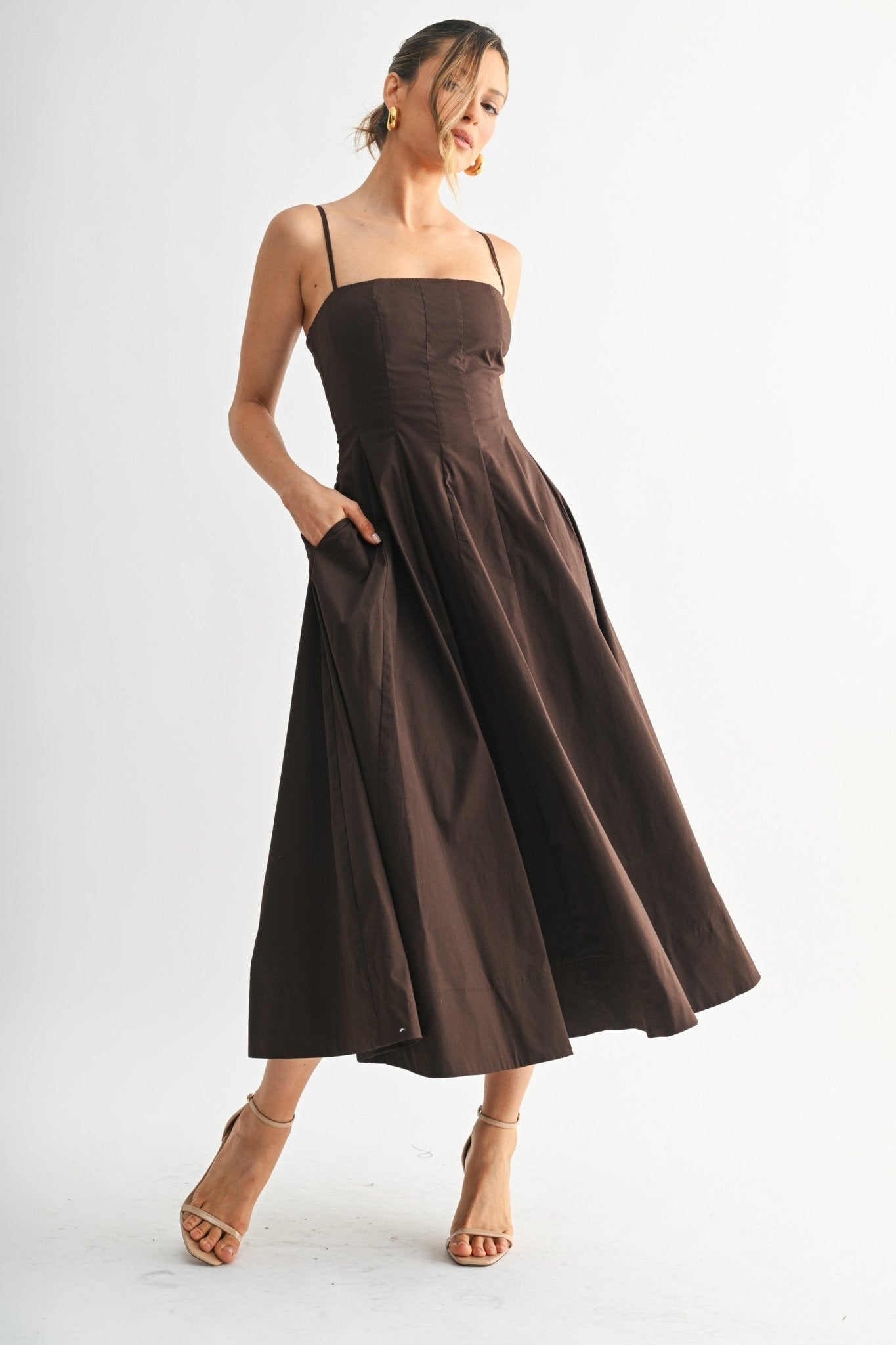 Chocolate Brown Contour Bloom Dress