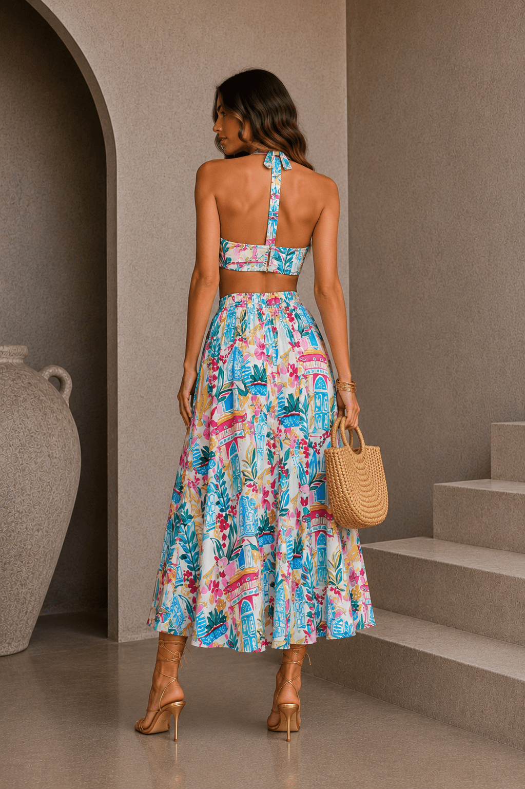 Colorful Floral Midi Skirt