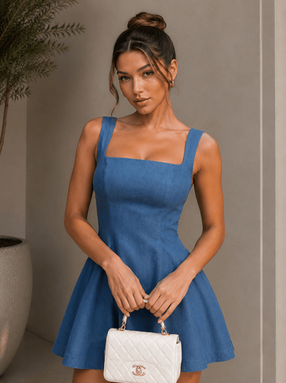 Denim Mini Flare Dress