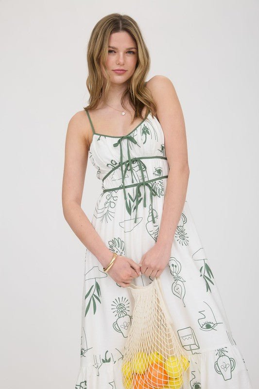Seashell Minimalist Line Drawing Midi Dress