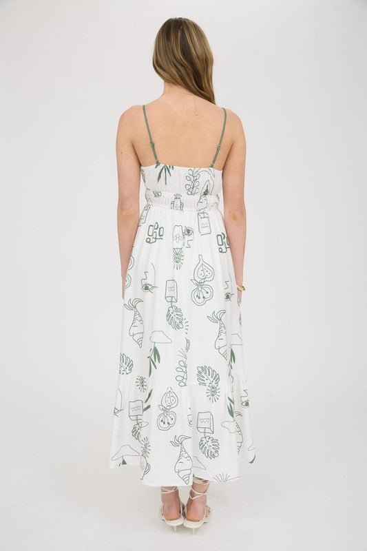 Seashell Minimalist Line Drawing Midi Dress