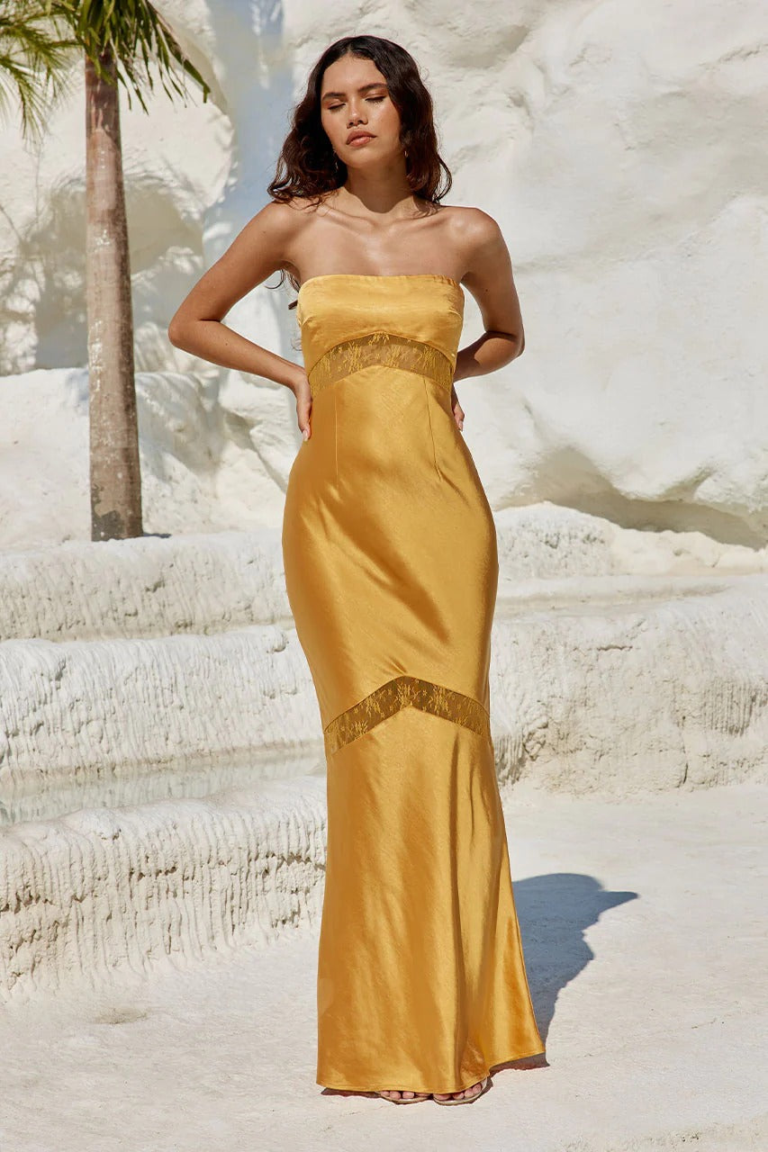 Melrose Strapless Dress - Orange