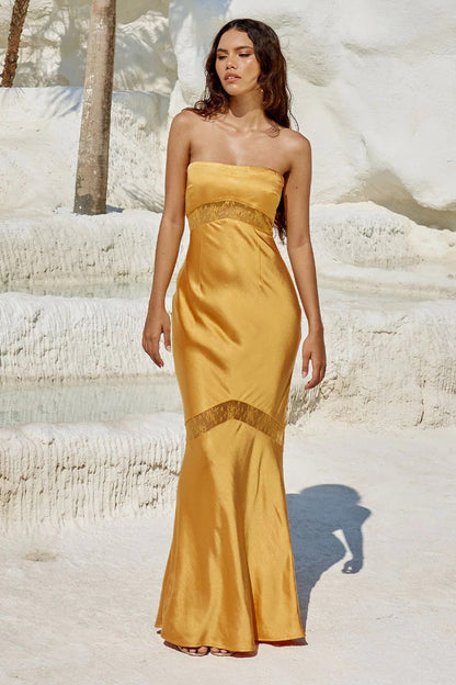Melrose Strapless Dress - Orange