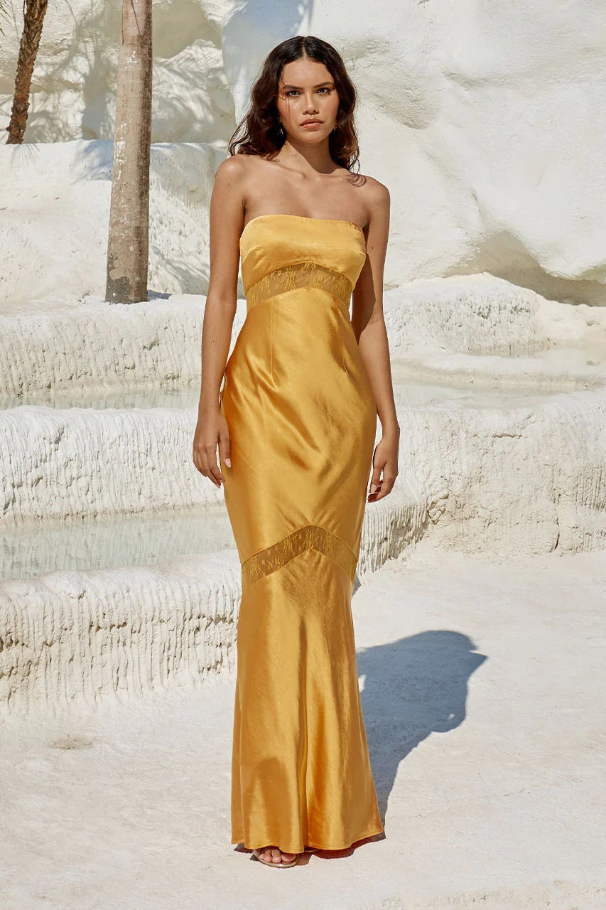 Melrose Strapless Dress - Orange