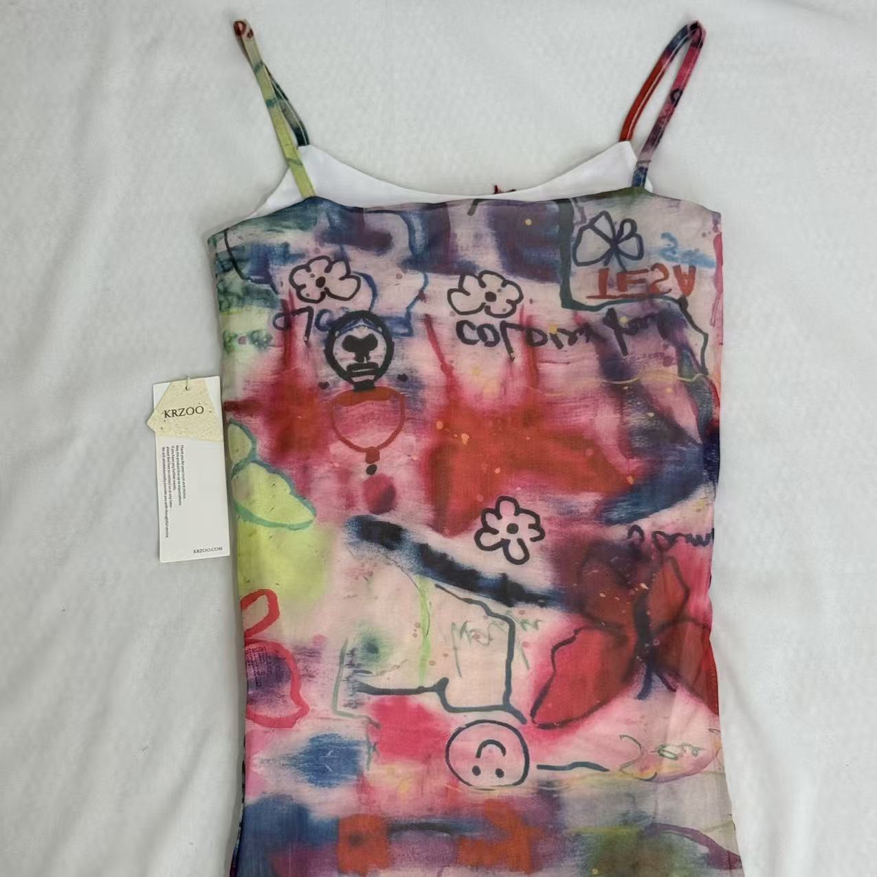 Butterfly Graffiti Print Cami Dress