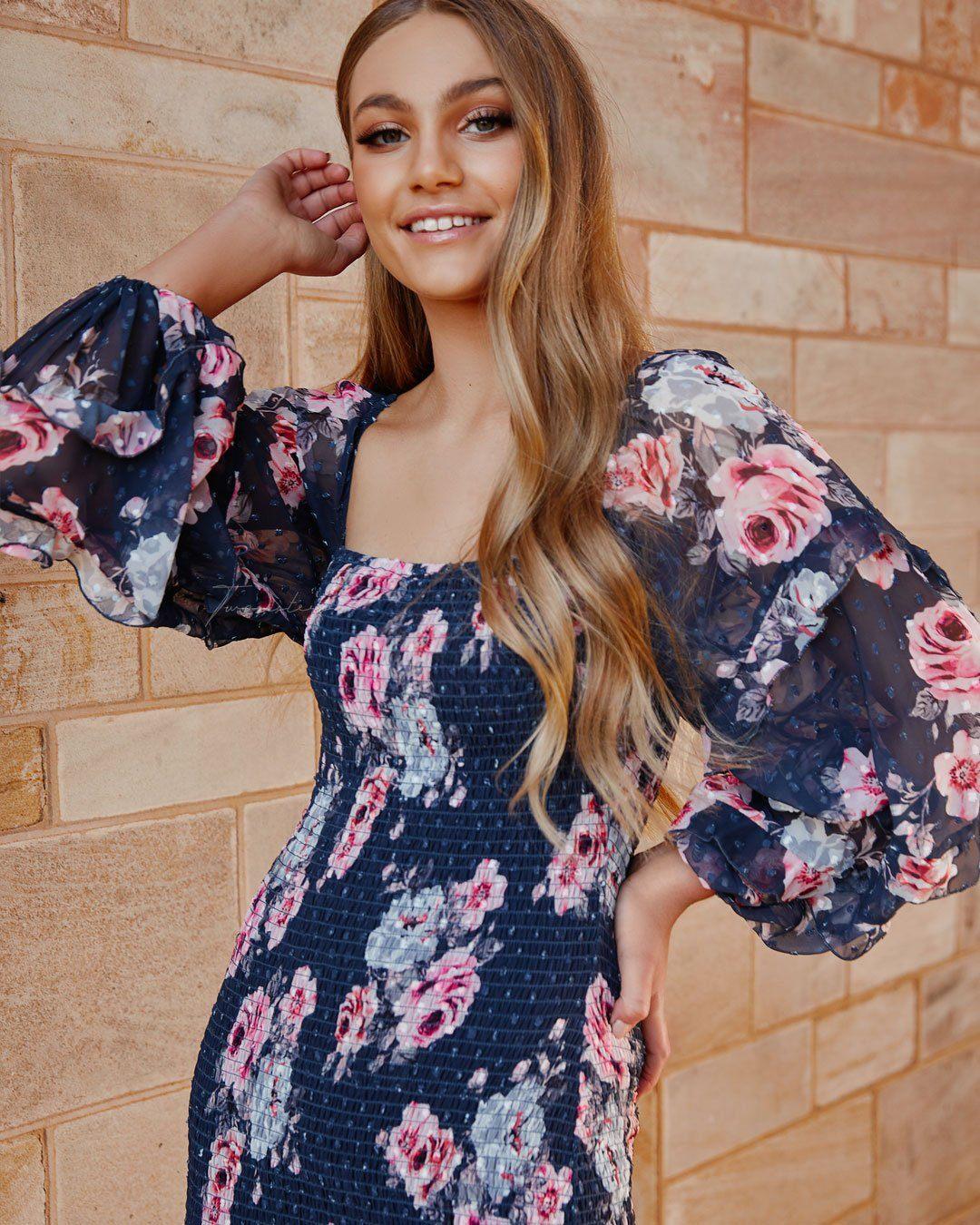 Gail Dress - Navy Floral
