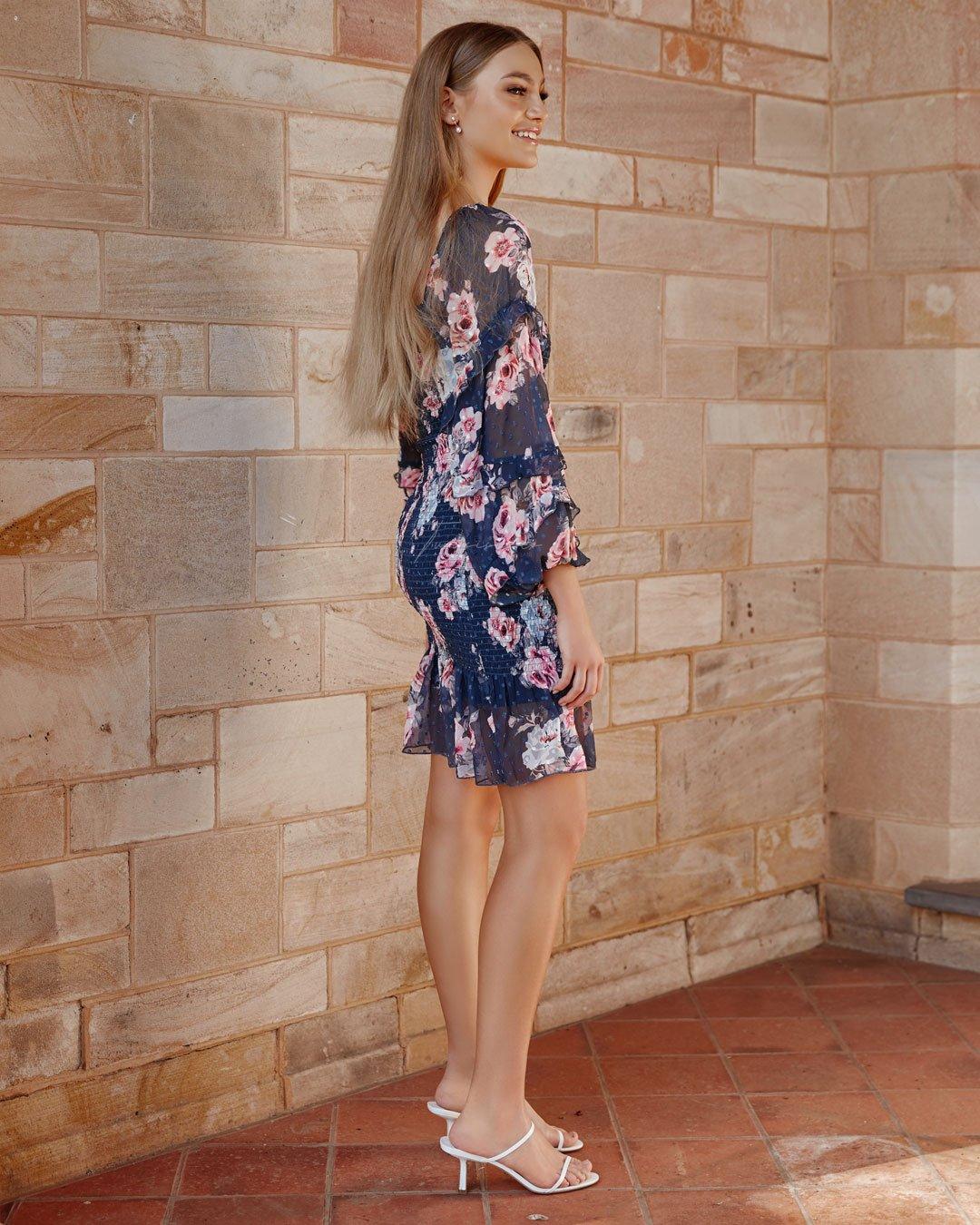 Gail Dress - Navy Floral