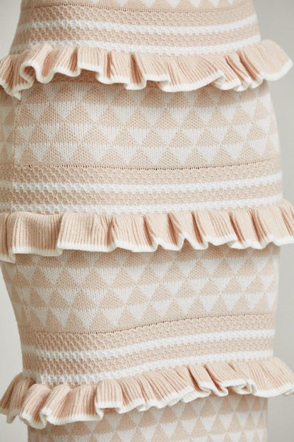 Geo Striped Ruffle Knit Skirt Set