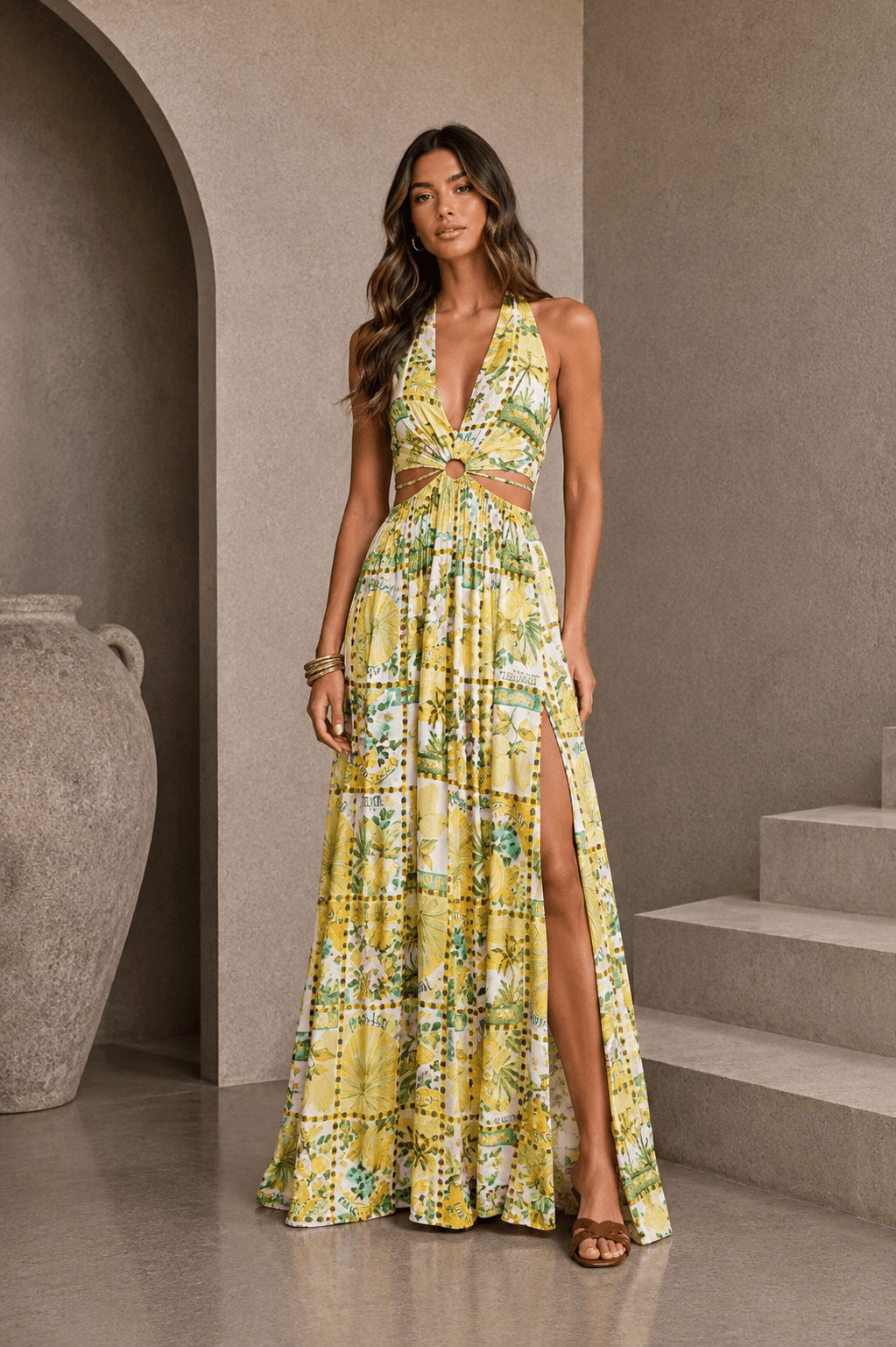 Isla Palma Halter Neck Maxi Dress